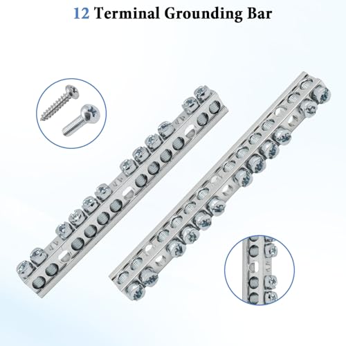 Ground Bar Kit for Square D 2 Pack | 12 Terminal Grounding Bar Compatible with Schneider Electric Load Centers - size: 12 Terminal