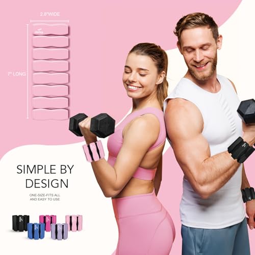 Ankle Wrist Weights for Women Men A Pair of 2lbs/3lbs/4lbs | Adjustable Arm & Leg Weights, Silicone Weighted Bracelet for Pilates Yoga Water Pool Walking Home Fitness Strength Training - color: Pink, size: 3lbs Pair (1.5lb each weight)