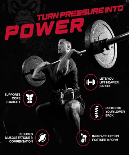 Beast Gear Weight Lifting Belt - Leather Power Lifting Belt for Men，10mm Thick Weightlifting Belt for Deadlifts, Back Support Squats Belts for Powerlifting, Crossfit Gym Belt for Men Women - size: M
