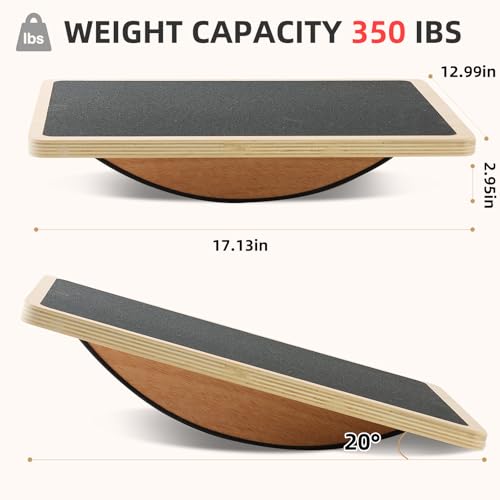 Juoe Balance Board Wobble Board for Adults and Kids - Anti-Slip 350LBS Balance Board for Physical Therapy,Balance Training,Posture Correction,Standing Desk Core Strength Wooden Balance Rocker Board - color: Black
