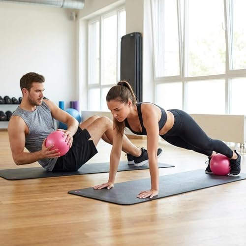 4 Pcs Small Exercise Pilates Ball Bulk 9 Inch Mini Yoga Balls Anti Burst and Slip for Stability, Fitness, Physical Therapy, Stretching & Core Workout at Home Gym Office Class - color: Solid Pink