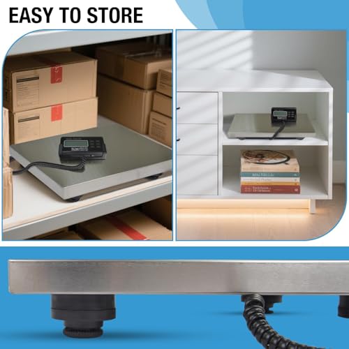 Large 440lbs Shipping Scale, 15"X 12" Platform Heavy Duty Stainless Steel Platform for Postal Industrial Floor Business Office Home Warehouse Package Luggage - size: 440lb