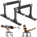 GanFindX Wooden Parallel Bars 12/10-14" 600LB Capacity for Home Gym | 600LB Wooden Parallettes with Non-Slip Base, Adjustable Bars for Dips, Push Ups, Handstands, L-Sits & Gym Training, Black - size: 12"