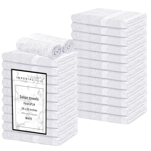 Hand Towels (Pack of 24) White Economy Towels Salon Towels - 100% Cotton Spa Towel– 16 x 27 Inches Highly Absorbable, Facial, Gym, Hair Face Towels Bulk - color: White, size: HAND TOWEL PACK OF 24 16X26