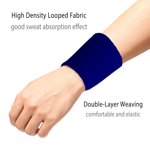 12 PCS Sweatbands Sports Wristband, Sweat Absorbent, for Basketball, Tennis, Football, Running - color: blue