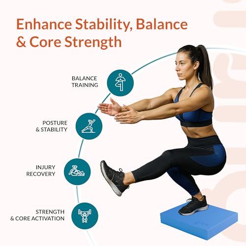 Gurus Balance Pad – High-Density Foam Balance Pad Physical Therapy for Stability & Strength, Exercise Foam Pad for Balancing, Non-Slip Lightweight Trainer for Home Gym & Rehab (Blue) - color: Blue, size: Large (19.6" x 15.8")