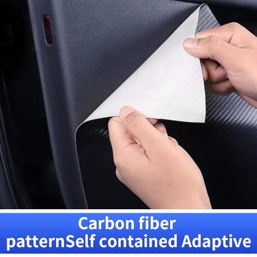 Car Door Anti Kick Pad for Toyota RAV4 2019 2020 2021 2022 2023 2024 2025 Hybrid Prime Accessories Carbon Fiber Style Leather Sticker Door Sill Protector Cover Edge Guard Side Mat Interior Dirty