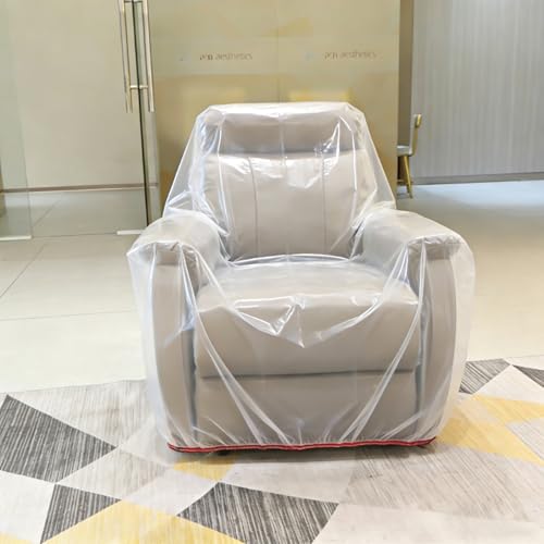 Plastic Chair Cover Furniture Cover with Elastic Band, Clear Recliner Cover Protector for Moving and Storage, Waterproof & Dustproof Moving Bags for Armchair Slipover 34W x 42D x 48H Inches (Chair) - size: Chair