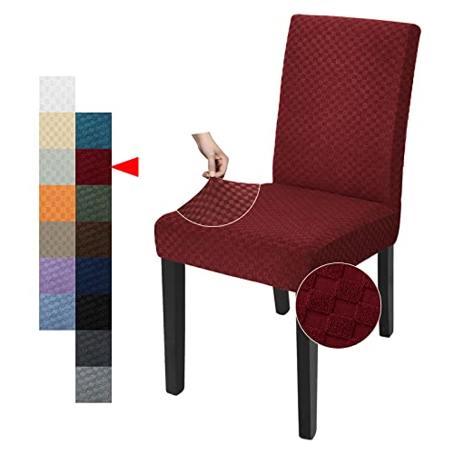 YEMYHOM 2 Packs Latest Checkered Dining Chair Slipcover Parsons Chair Furniture Protector Stretch Chair Covers for Dining Room, Restaurant, Kitchen, Party (Christmas Wine Red) - color: Christmas Wine Red, size: 2 Packs - Dining Chair