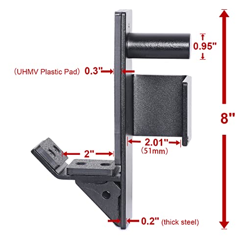 SYL Fitness J-Hooks for Squat/Power Rack - Available in 2"x2" and 3"x3", Heavy Duty J-Cups Barbell Holder with UHMW Pads - color: For 2"x2" Rack with 1" Hole