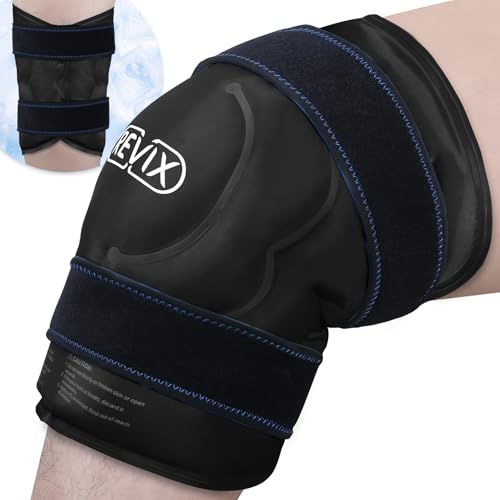 REVIX 20'' XXXL Reusable Ice Knee Wrap for Meniscus Tear and Arthritis, Extra Large Cold Therapy Gel Pack for Knee, Back, Shoulder Relaxation and Post-Workout Recovery, Soft Plush Lining Cold Pack - style: Black-1Pack