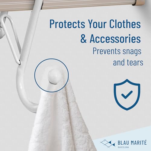 6-Pack Metal S Hooks for Hanging – Heavy-Duty S-Shaped Hook with Safety Buckle – Fits Bars up to 1.2 in – Anti-Drop S-Hooks for Closet, Wardrobes & Storage – White (Large) - color: White, size: Large - 1.2In Diameter