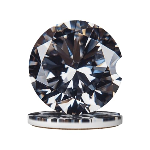 Diamond Car Coasters for Cup Holders, 2 Pack Absorbent Ceramic Drink Cup Coaster for Women Men, Auto Interior Accessories - color: T27