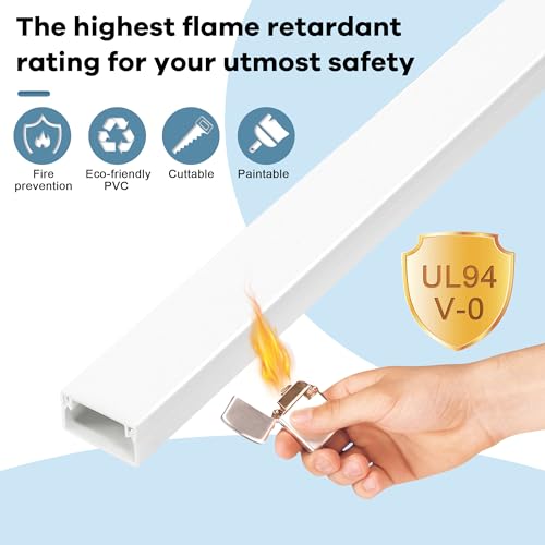 Cord Covers for Wires on Wall Extra-Long, 13.12ft TV Cord Hider Kit, Paintable Cable Management Concealer, TV Wire Hider for Wall, White Cable Raceway Channel, 4 x L39in x W0.95in x H0.55in - color: White, size: W0.95in X H0.55in X L13.12ft