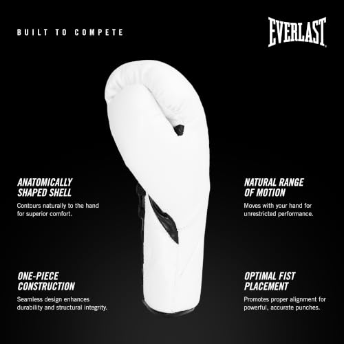 Everlast MX Elite Pro Fight Boxing Gloves | Handcrafted in Mexico - color: White, size: 8oz