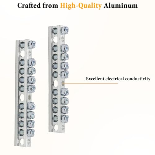 Ground Bar Kit for Square D 2 Pack | 9 Terminal Grounding Bar Compatible with Schneider Electric Load Centers - size: 9 Terminal
