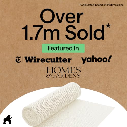GORILLA GRIP powerGRIP Drawer Shelf and Cabinet Liner, Thick Strong Hold, Non-Adhesive Liners Protect Kitchen Cabinets and Cupboard, Bathroom Drawers, Easy Install, Breathable Mat, 12" x10' Cream - color: Cream, size: 12" X 10', style: 12" x 10'