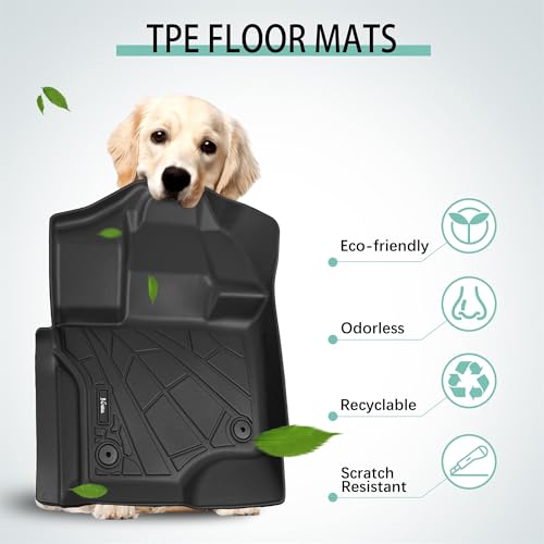 KARPAL Floor Mats for 2015-2026 Ford F-150 & 2022-2026 F150 Lightning SuperCrew, Custom Fit TPE All Weather Ford F150 Accessories 1st & 2nd Row Floor Liner - style: 2015-2026 | For Ford F-150 Crewcab | 1st & 2nd Row