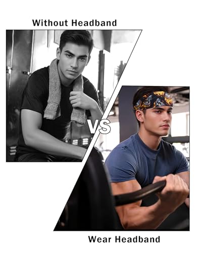 Headbands for Men & Women, Sweat Headband Non-Slip Sweatband Sports Running Cycling Yoga Basketball Workout Football Training - color: Skull Pack