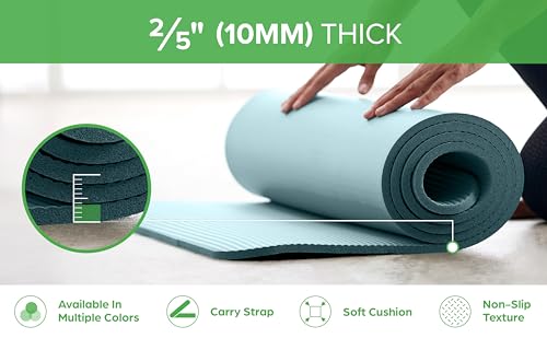 Gaiam Thick Yoga Mat, Exercise & Fitness Mat with Easy-Cinch Carrying Strap | Non-Slip NBR Foam | Joint Cushioning | Yoga, Pilates, Fitness & Floor Workouts | 72"L x 24"W - color: Pink