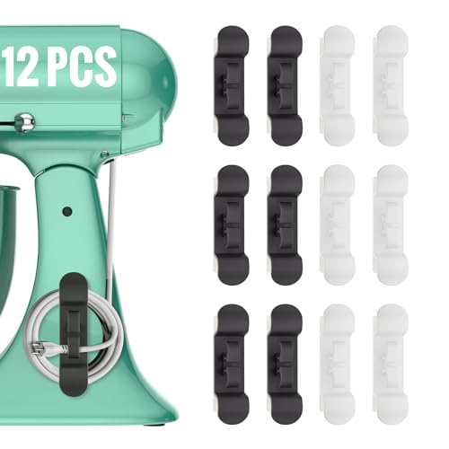 Daisyhome 12PCS Cord Organizer for Appliances, Upgraded Appliance Cord Wrap | Cord Holder Stick on Pressure Cooker, Coffee Maker, Air Fryer and Blender(6 Black + 6 White) - color: 6 Black + 6 White