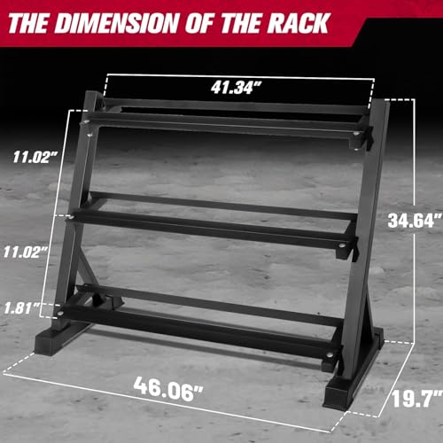 RitFit Rubber Coated Hex Dumbbell Set with Rack, 5-780LB for Home Gym Strength Training, Anti-Slip Knurled Handle, Hexagon Anti-Roll, Heavy-Duty Storage Rack - style: 660 LB Set（5-55LB)