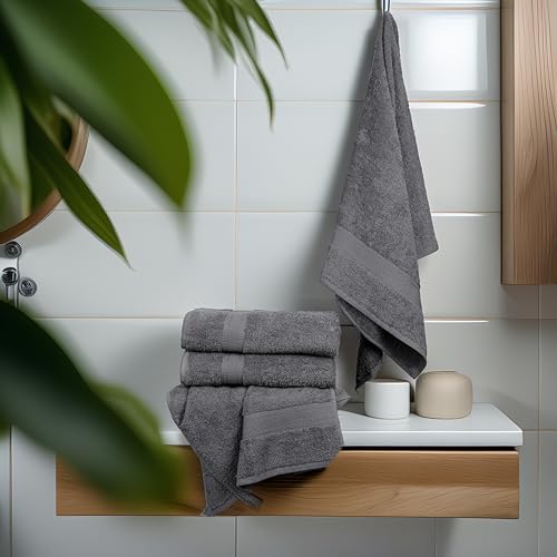 Commercial Bulk Pack of 12 Small Bath Towels – 100% Cotton Terry 24" x 46" – Ideal for Hotels, Salons, Gyms, Spas & Institutional Use – Charcoal Grey - color: Charcoal Grey, size: 24"x46" - PK 12