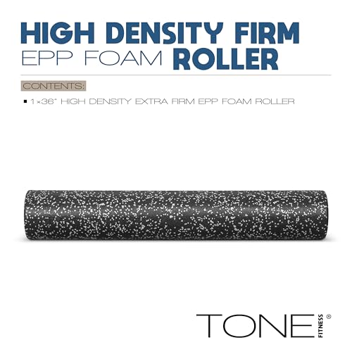 Tone Fitness High Density EPP Foam Exercise Foam Roller for Yoga, Pilates, Stretching, Massage, and Recovery | Multiple Sizes and Colors - color: Black/White Speckled, size: 36 Inch