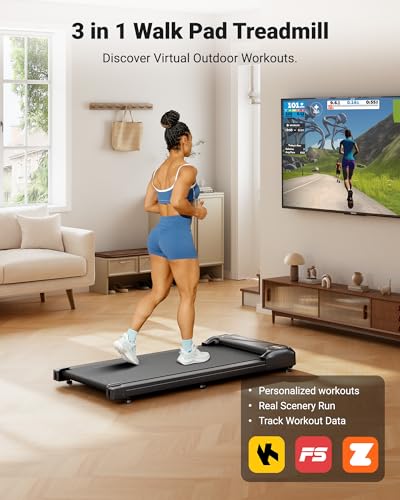 THERUN Walking Pad Treadmill Under Desk, Portable Treadmill with APP for Home and Office,LED Display, Small Walking Pad with 2.5 HP and 265 lbs Capacity
