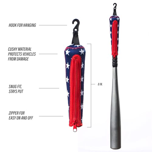 Handle Cover - Baseball Bat Cover Sleeve Protects Vehicle & Bat Grip - Batting Gloves & Helmet Companion with Zippered Hook - Softball Accessory - color: Stars