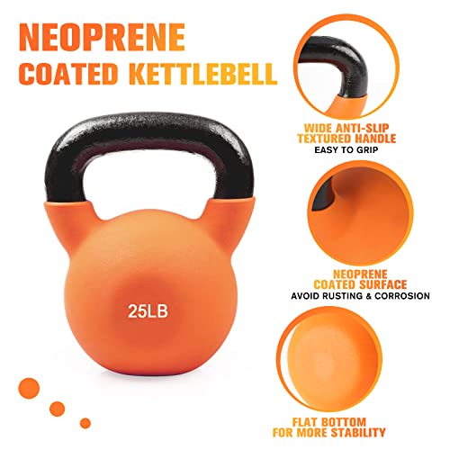 RitFit Neoprene Coated Kettlebell Weight Set, Solid Cast Iron - color: 20LB(Orange）