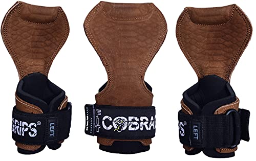 Cobra Grips Weight Lifting Gloves with Adjustable Neoprene Padded Wrist Wraps - Heavy Duty Alternative to Power Lifting Hooks for Deadlifts - color: FIT Brown Sway Leather, size: 4.25 - 7.0"