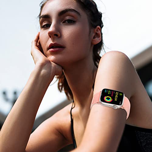 Elastic Ankle/Arm Band Compatible for Apple Watch 49/46/45/44/42/41/40/38mm | Breathable Nylon Ankle Strap Armband for Women Men, Fits iWatch SE Ultra Series 11 10 9 8 7 6 5 4 3 2 1 - color: Pink, size: 38/40/41/42(series 11 10)