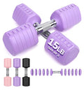 Adjustable Dumbbell Set of 2, 10LB 20LB 30LB Weight Set | Hand Weights for Women Men, Dumbbells for Home Gym Outdoor Exercise & Muscle Toning Weight Loss Rehab Strength Training - color: Purple, style: 30 lb, Pair-Chrome Handle
