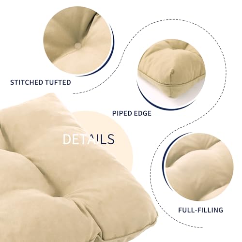 IPYNBAP Outdoor Bench Cushion, 48x18x5 Inch, Water-Resistant Bench Cushion for Outdoor/Indoor Furniture, Patio Bench Seat Cushion, Fade Resistant Outdoor Cushions for Porch Swing Couch, Beige - color: Beige, size: 48x18x5 Inch