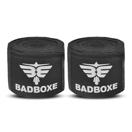 TWISTER FIGHT WEAR Boxing Hand Wraps 180" (4.5 Meter) – Premium Cotton-Polyester Blend with Thumb Loop and Hook & Loop Closure for Boxing, MMA, Muay Thai & Kickboxing - color: Black (1 Pair)