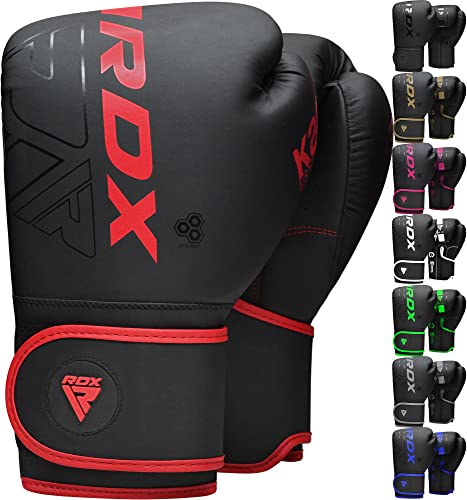 RDX Kids Boxing Gloves Sparring and Muay Thai Maya Hide Leather, Kara Patent Pending Junior Training Mitt for Kickboxing, Punching Bag, Focus Pads, MMA, Thai Pad, Double End Ball Punching Gloves - color: RED, size: 6OZ