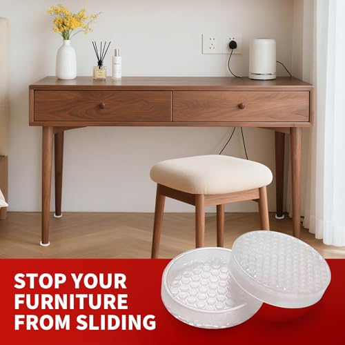 Ezprotekt Non Slip Furniture Pads, 12 Pcs 2" Anti Slip Rubber Caster Cups, Anti Skid Furniture Coasters for Hardwood Floors, No Slide Furniture Gripper, Furniture Stoppers to Prevent Sliding (Clear) - color: Clear