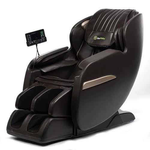 Real Relax Upgraded 2D SL-Track Massage Chair,Recliner Full Body Zero Gravity with 8 Auto Modes and Upgraded LCD Screen,Added Voice Broadcast,Headrest Cushion,Child Lock and Pause Button,Dark Brown - color: Dark Brown