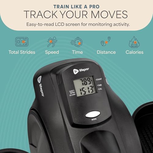 Lifepro Portable Under Desk Elliptical Exercise Machine - Manual Pedal Exerciser for Home Workouts, Muscle Toning, Energy Boost - Mini Foot & Leg Exerciser with Fitness App - color: Black