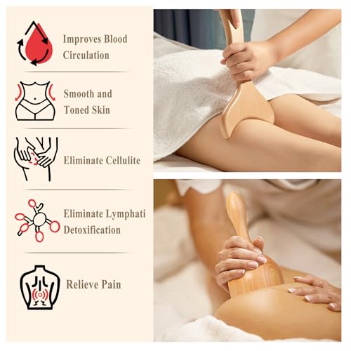 Xokocli 7-in-1 Wood Therapy Massage Tools Lymphatic Drainage Massager for Muscle Pain Relief | Maderoterapia Kit Body Sculpting Tools for Anti-Cellulite, Body Shaping - color: 7pcs
