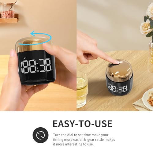 Digital Kitchen Timer,Countdown Countup Timer with Large LED Display Volume Adjustment,Timer for Cooking, Classroom Time for Kids and Teachers. (Gold) - color: Gold