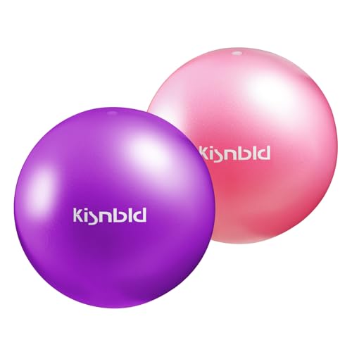 kisnbld Small Exercise Ball, 9 Inch Mini Pilates Ball, Anti Burst and Slip Resistant Mini Yoga Ball for Stability, Fitness, Physical Therapy, Stretching & Core Strength Workout at Home Gym & Office - color: 1Pink&1Purple