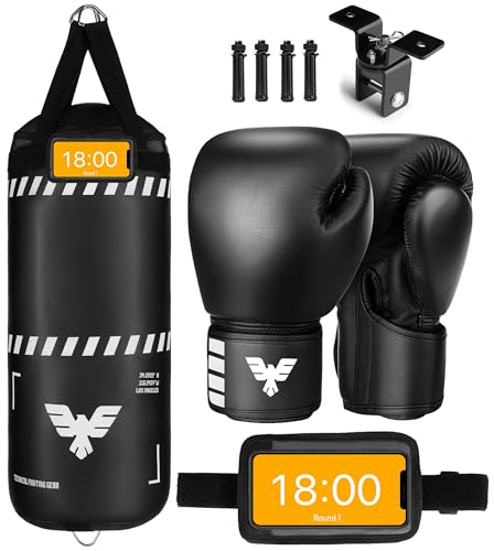 Elite Sports Kids Boxing Punching Bag Set - 2 ft Heavy Boxing Bag, 6oz Gloves & Phone Case – Youth Boxing, MMA, Home Gym & Martial Arts Training Equipment (UN-Filled)