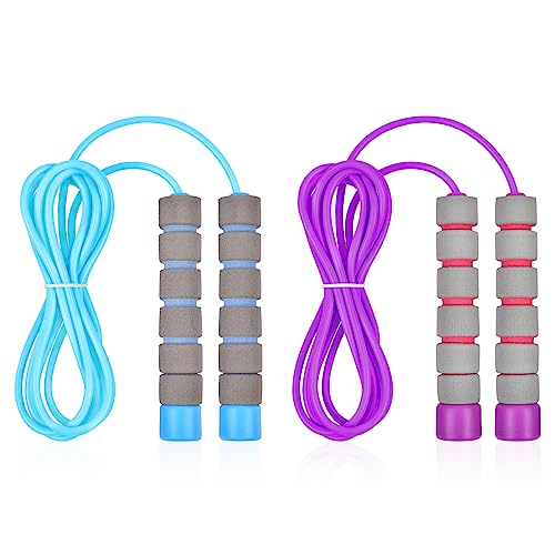 Flintronic Skipping Ropes for Children, 2 Pack Adjustable Jumping Rope for Kids, 2.6m Skipping Rope with Skin-Friendly Foam Handles, Soft Jump Rope for Girls Boys Exercise Workout Outdoor