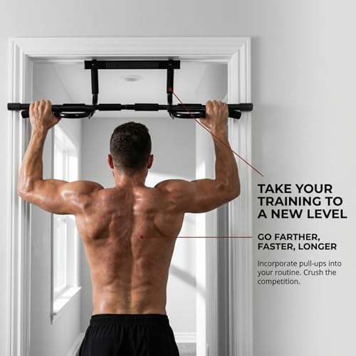 Iron Chin Up Bar Gen. 2 - Door Home Gym - Professional Quality Upper Body Workout Bar - Adjustable for Doors 24” to 32” - Quick, Easy Assembly No Tools - Built to Last - High Density Foam Grips