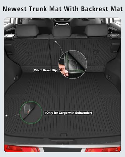 Floor Mats Custom for Toyota RAV4 Hybrid 2026 (Only for Cargo Area with Subwoofer) (Not for Phev) Trunk Mat with Backrest Mat All Weather TPE Full Set Cargo Liners for RAV-4 2026 Accessories, Black - size: For RAV4 Hybrid 2026