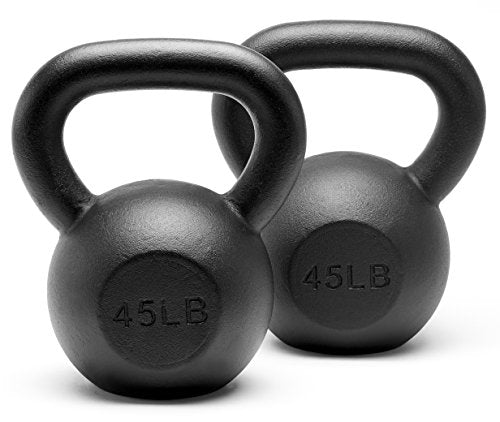 Powder Coated Solid Cast Iron Kettlebell Weights Set 5lb to 45lb Various Combination - color: R-Black(45+45)lb
