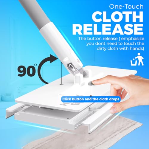 FlexiClamp Sweep & Mop Kit - Durable Cleaning Tool for Hardwood, Tile, Marble & Laminate Floors, Home, Kitchen Cleaning Essentials. (Include 10 Dry Cloths)