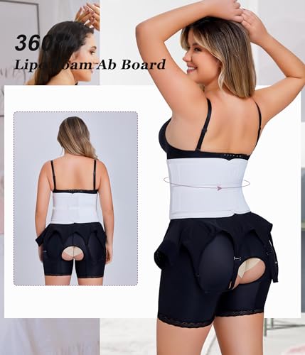 YERKOAD 360 Lipo Foam Ab Board Post Surgery Liposuction Abdominal Compression Boards Belly Wrap Lipo Recovery Waist Cincher - color: White